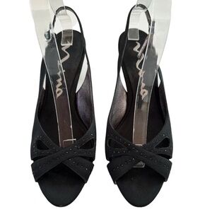 Nina Women's Caitrin Open Toe Sling Black size 9.5M Heels